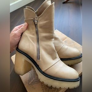 Free People Jack Zip Ankle Boots Camel 7.5 Leather